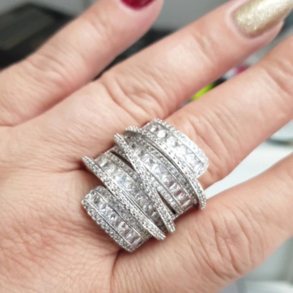 Size 9 Elegant Spiral Mega Statement Cocktail Ring Boss Lady